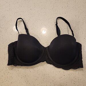 Maidenform Multiway Strapless Bra 36C Black Underwire Padded Push Up